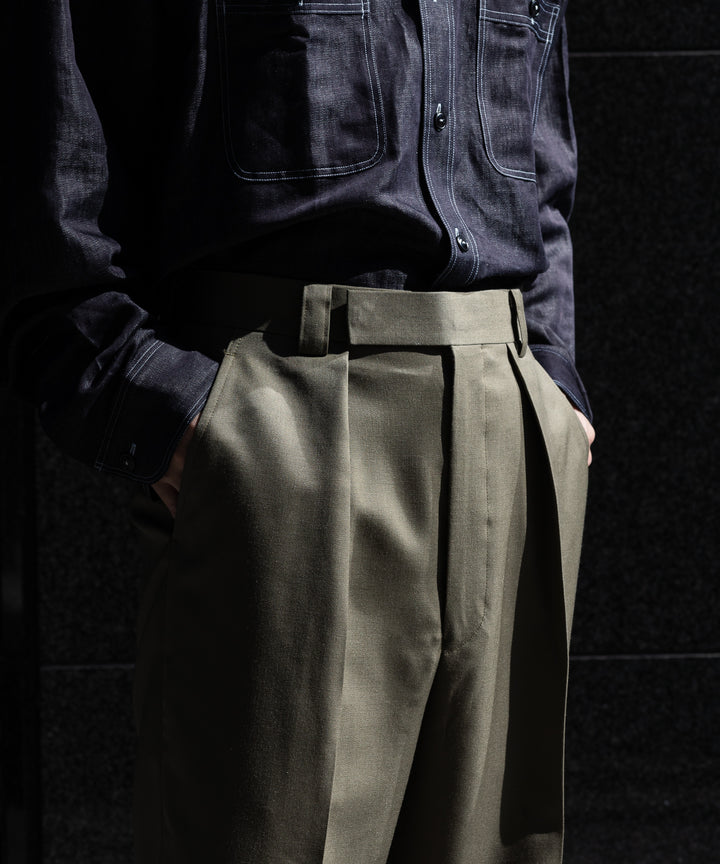 【INTÉRIM】WOOL MOHAIR GABERDINE 1-TUCK BAGGY SLACKS インテリム 22aw 公式通販サイト session福岡セレクトショップ