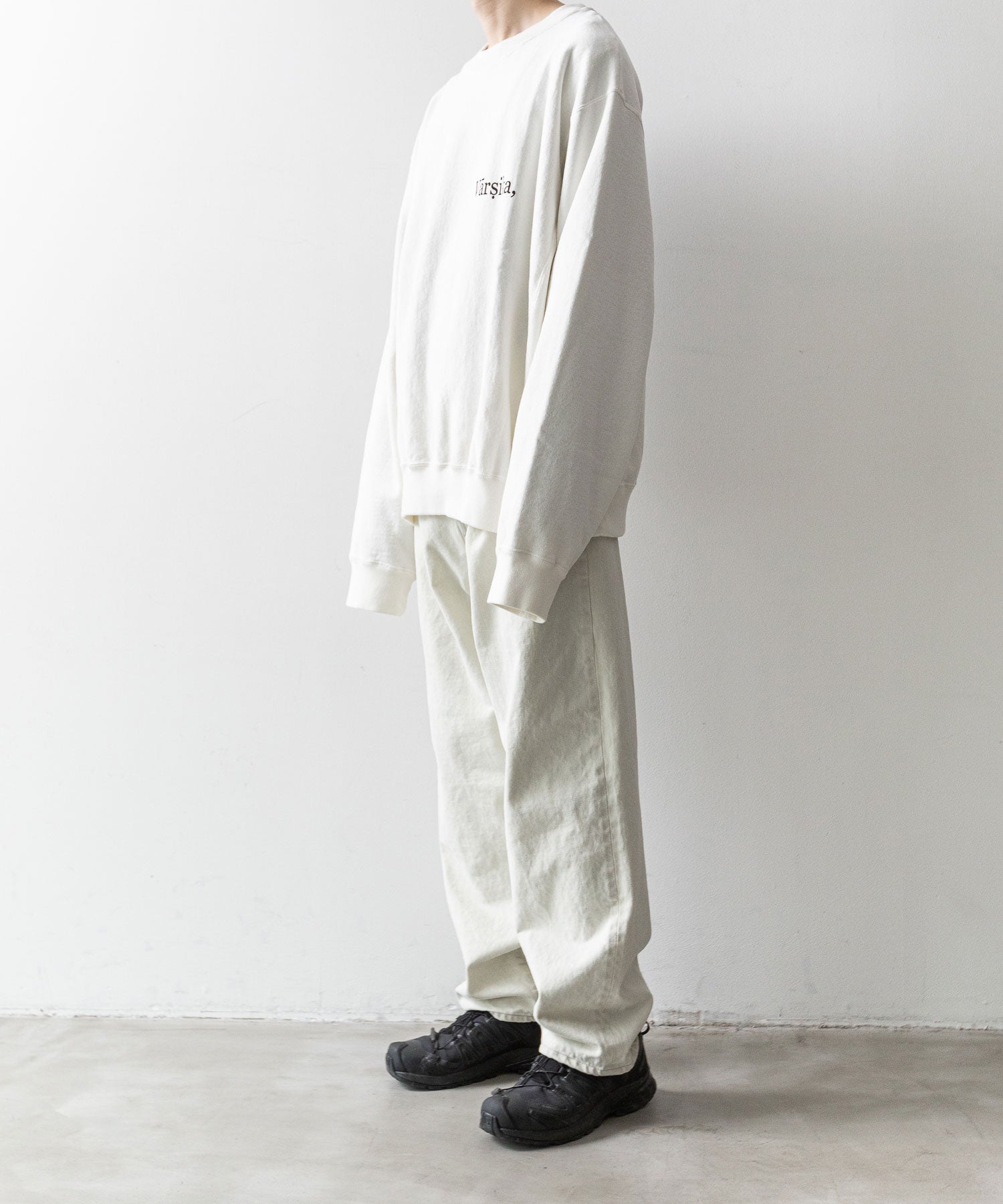 【Fujimoto】フジモトのスウェット 本田翼 OVER DYED SWEAT SHIRT WHITH A.S - OFF WHITE