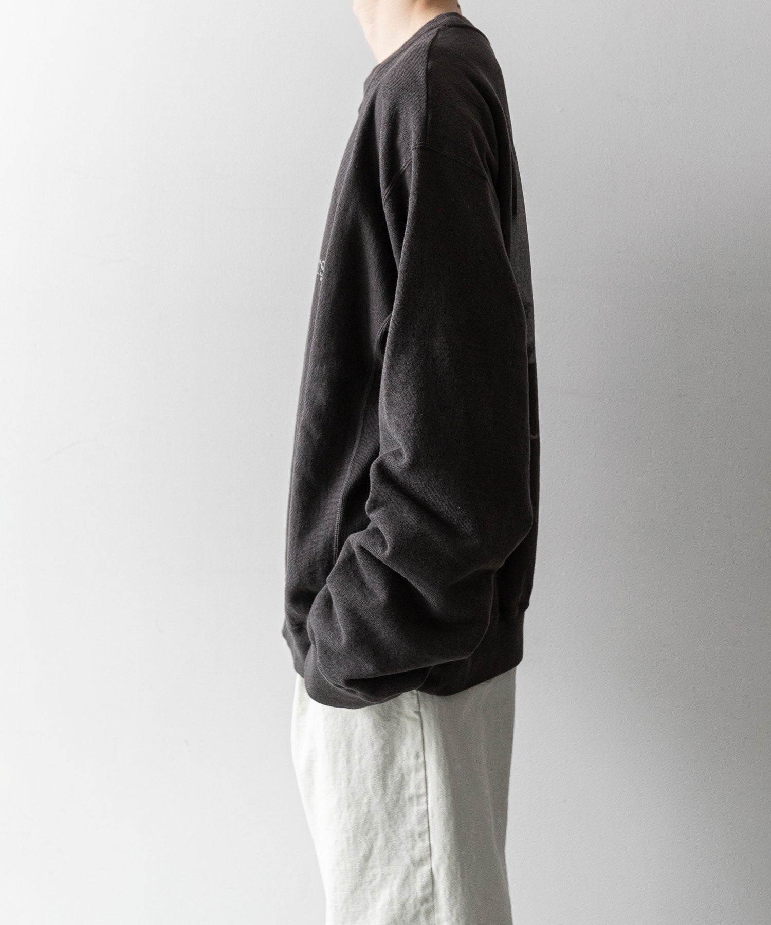【Fujimoto】OVER DYED SWEAT SHIRT WHITH A.S - BLACK