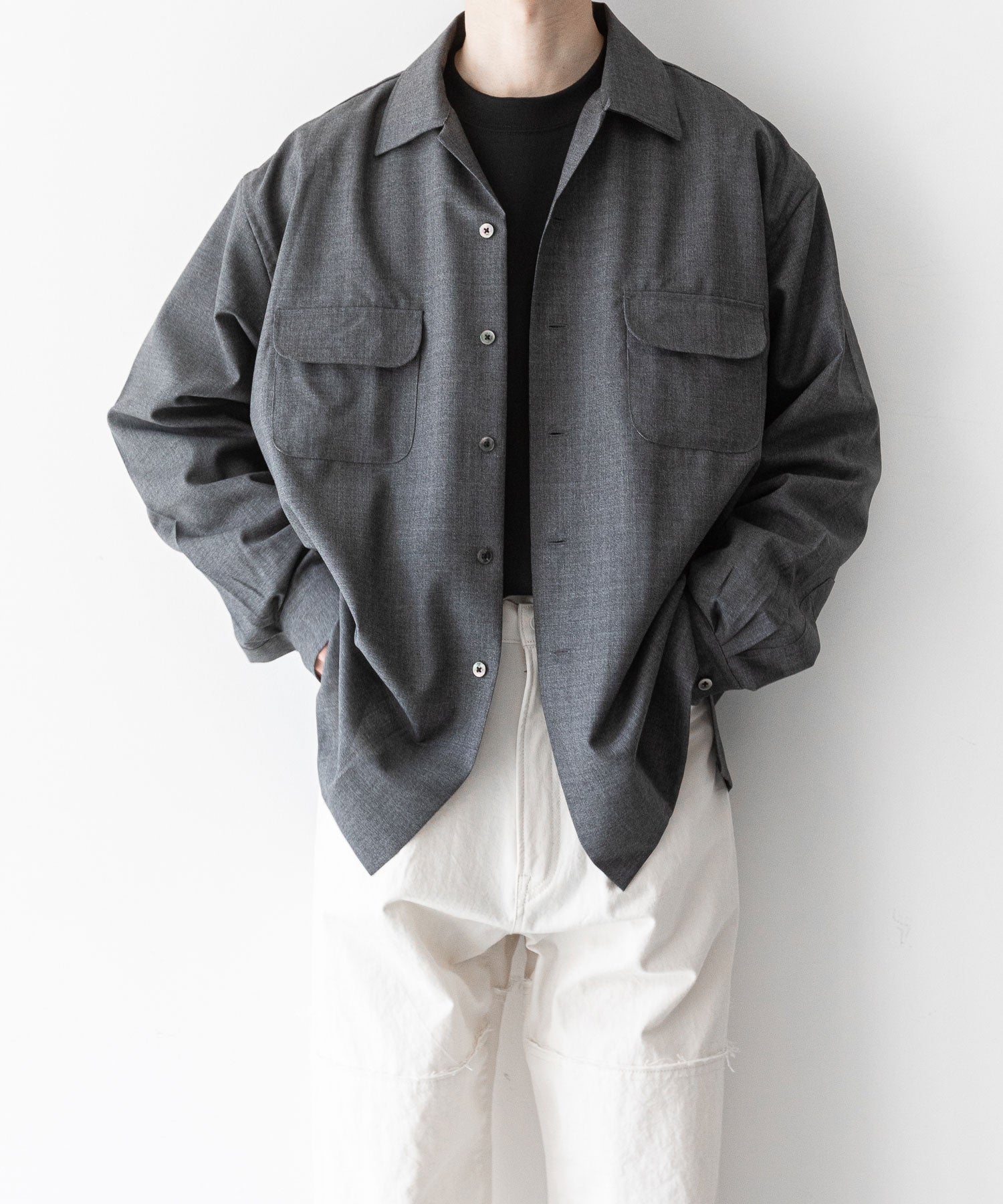 INTÉRIM / インテリム】HYPER BIG RUSTIC TROPICAL OPEN COLLAR SHIRT