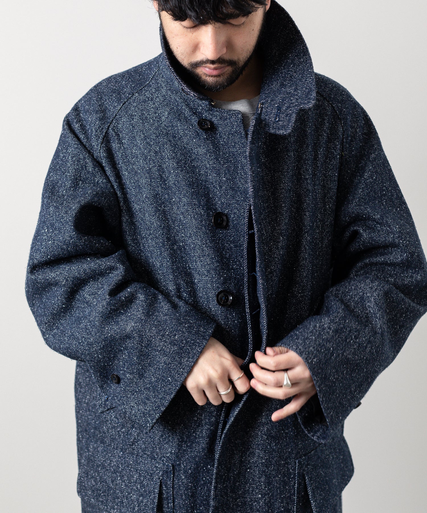 INTÉRIM インテリム HYPER BIG SILK DENIM SINGLE RANGE 4PK FLAP COAT 公式通販サイト sessionセッション福岡セレクトショップ