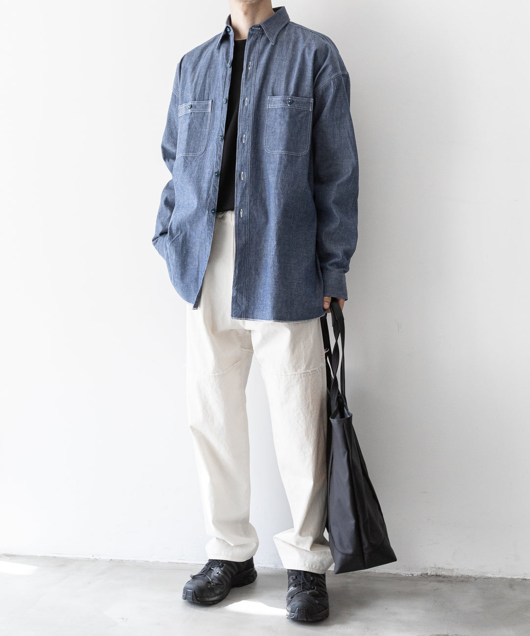 【INTÉRIM】インテリム HYPER BIG MILITARY SHUTTLE CHAMBRAY SHIRT - BLUE sessionセッション福岡セレクトショップ 公式通販サイト 