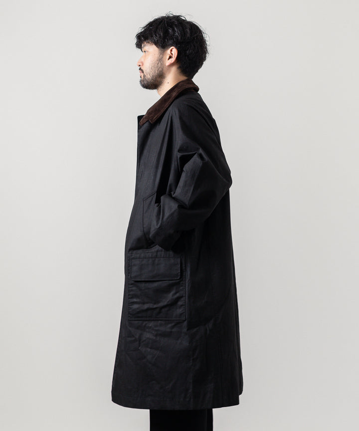 【INTÉRIM】HYPER BIG OILED CLOTH SINGLE RAGLAN 4PK FLAP COAT -  BLACK