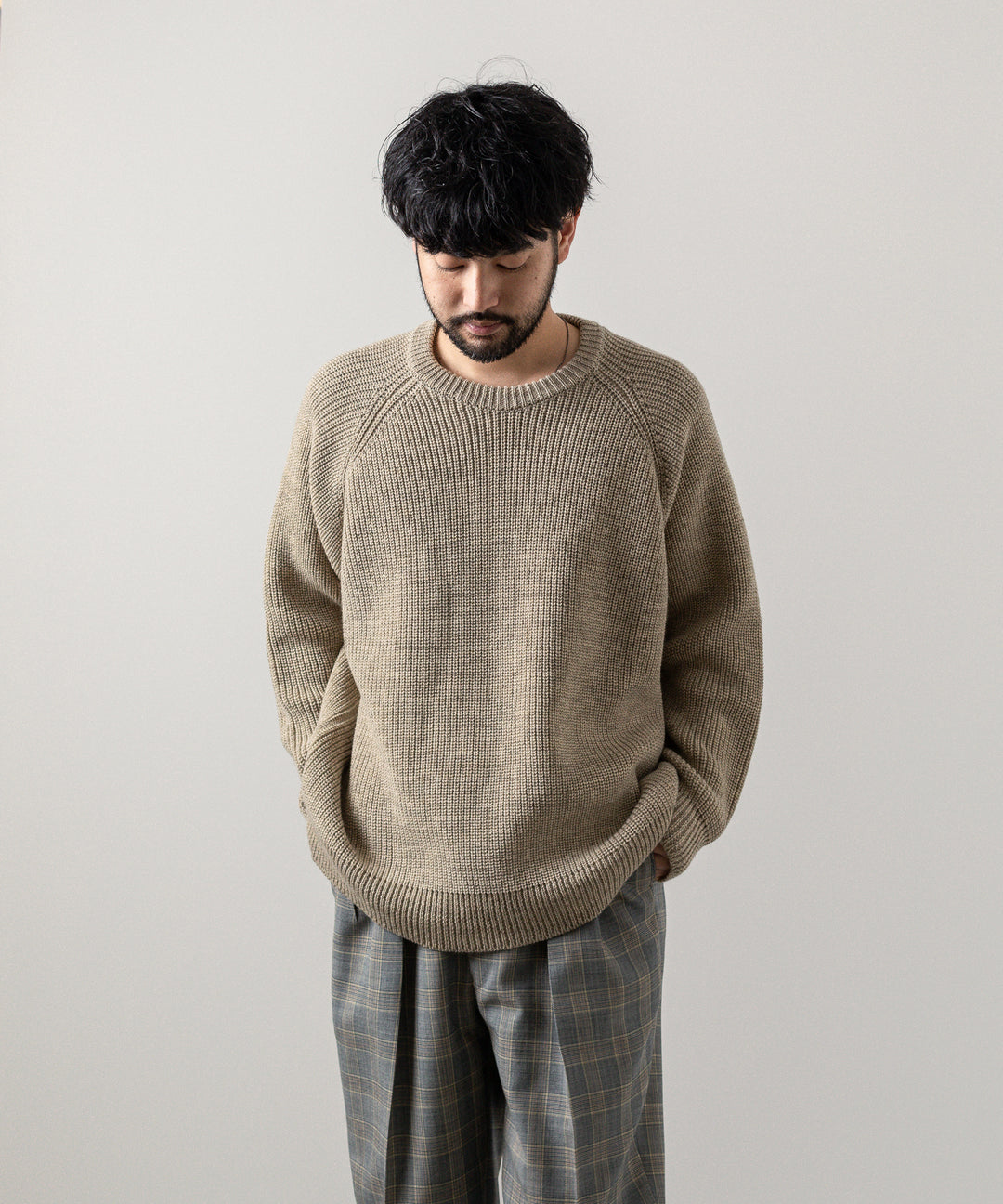 【INTÉRIM】NATURAL WOOL HEAVY FISHERMAN - NATURAL BEIGE 22aw 公式通販サイト session福岡セレクトショップ