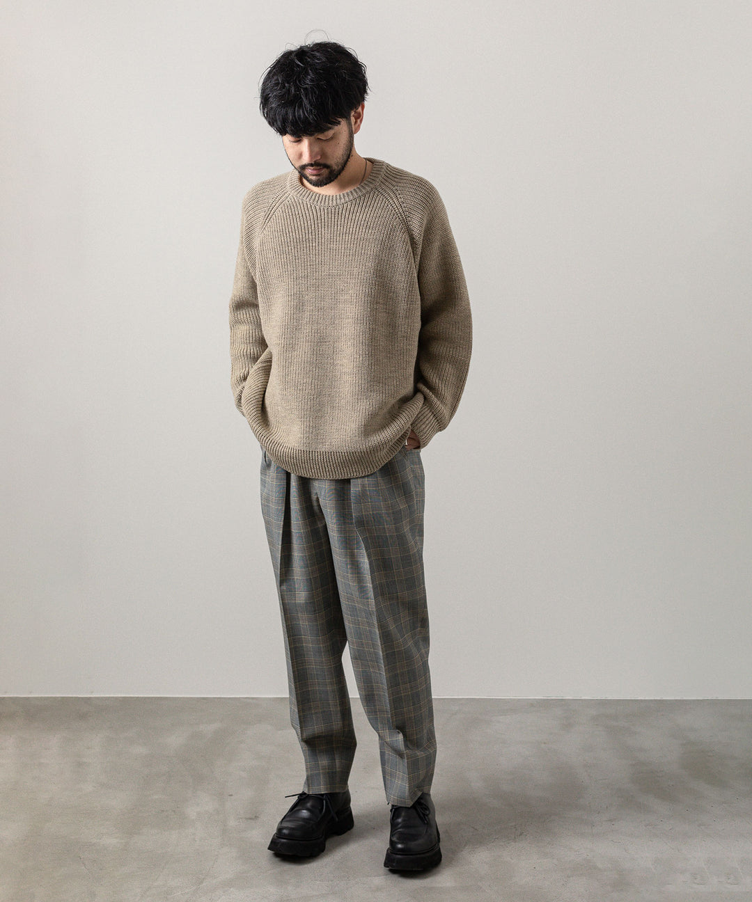 【INTÉRIM】NATURAL WOOL HEAVY FISHERMAN - NATURAL BEIGE 22aw 公式通販サイト session福岡セレクトショップ