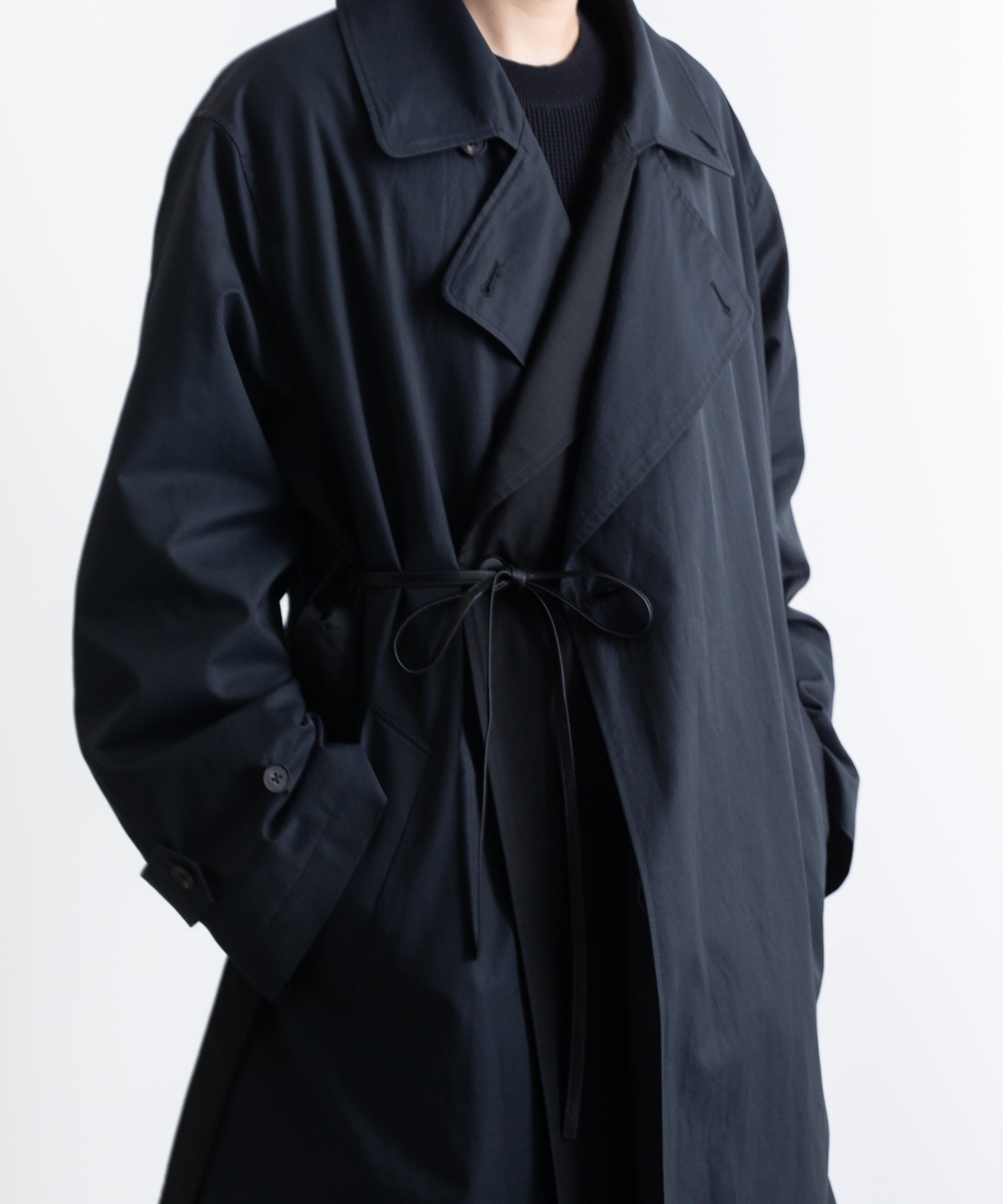 【stein】DOUBLE LAPELED DOUBLE BREASTED COAT - DARK NAVY