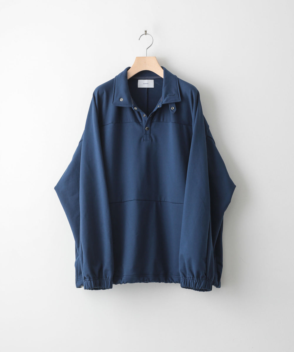 【KANEMASA】SUPER FINE GAUGE LOOSE LONG SLEEVE POLO - NAVY