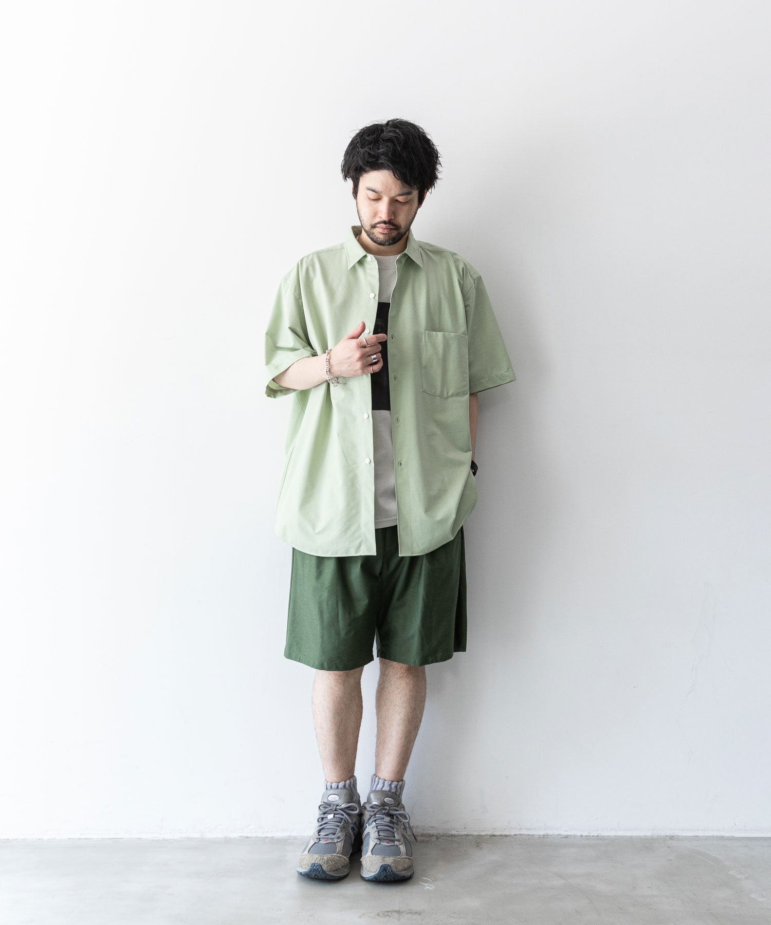 【KANEMASA】ROYAL OX DRESS JERSEY SHORT SLEEVE SHIRT - LIGHT GREEN