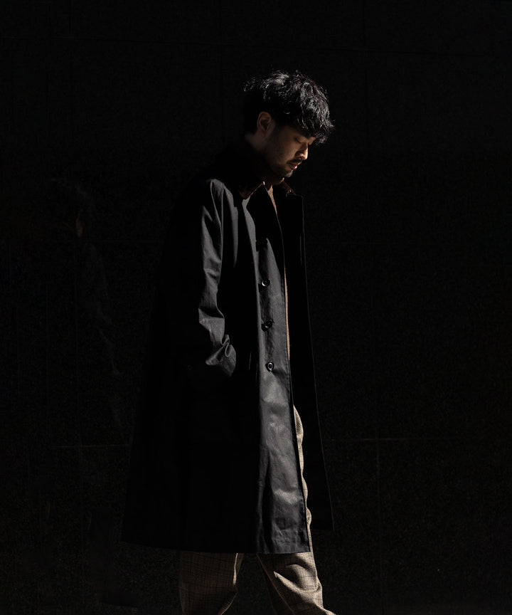 【INTÉRIM】HYPER BIG OILED CLOTH SINGLE RAGLAN 4PK FLAP COAT -  BLACK