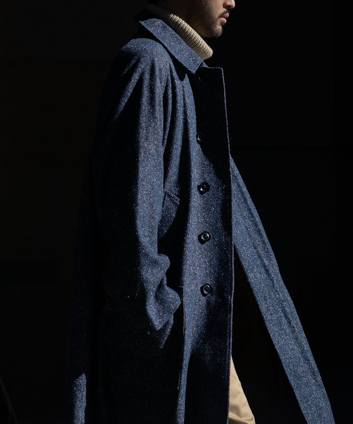 【INTÉRIM】HYPER BIG SILK DENIM SINGLE RAGLAN 4PK FLAP COAT -  NAVY DENIM