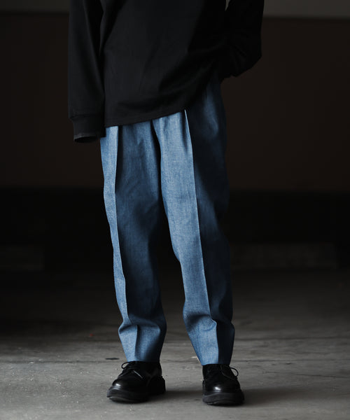 INTÉRIM】10oz BLUE SHUTTLE DENIM 2-TUCK WIDE TAPERED SLACKS | 公式