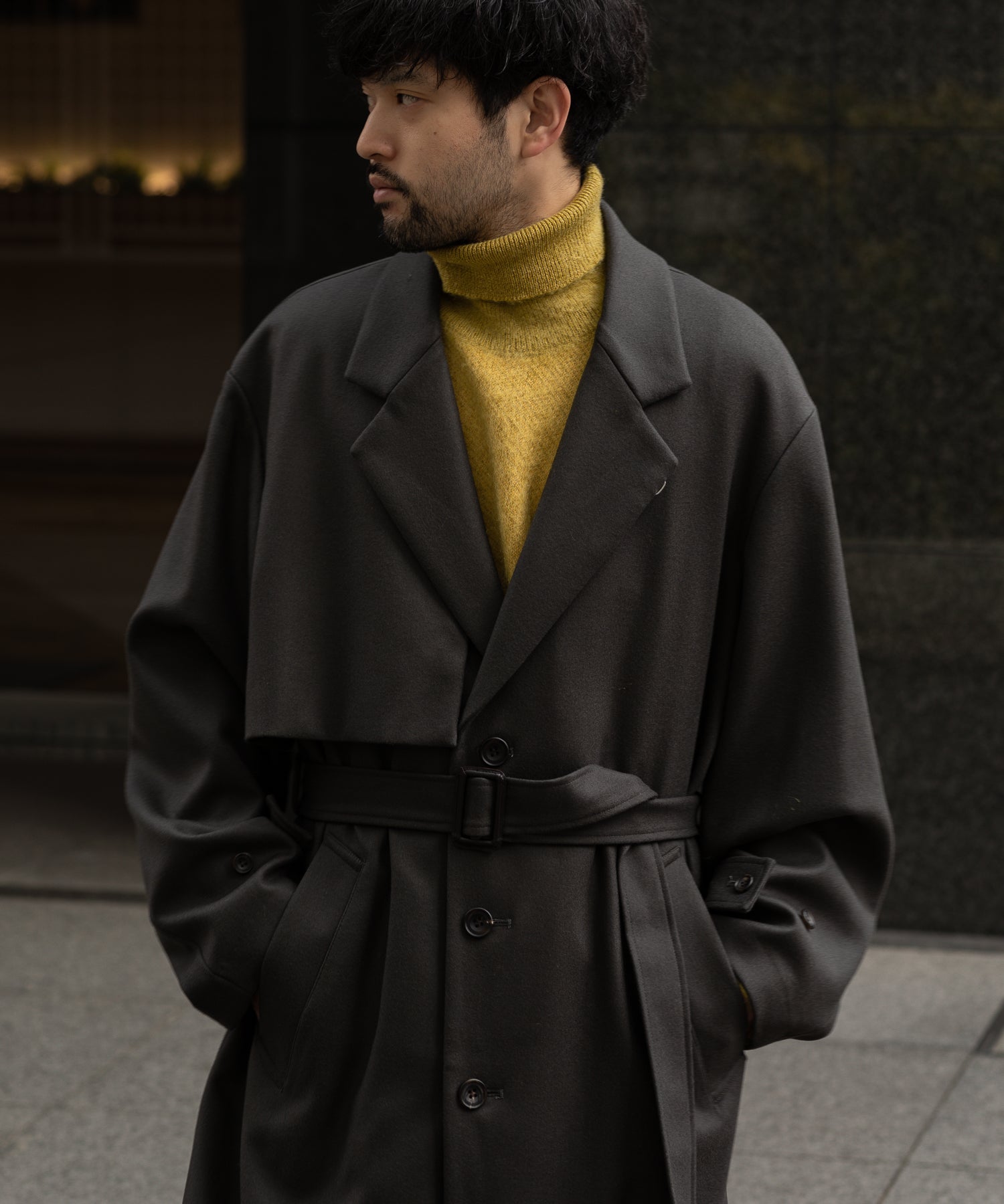 【stein】JAQUARD MOHAIR LOOSE HIGH NECK KNIT LS - YELLOW