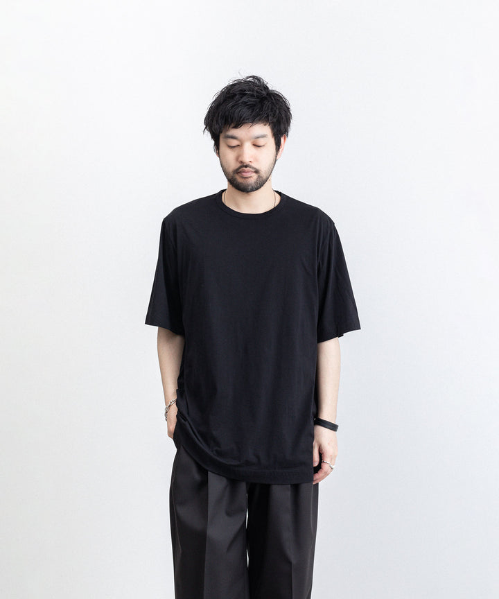 KANEMASA(カネマサ)の23SSコレクションのCOTTON THIN PACK TEE の WHITE×BLACK