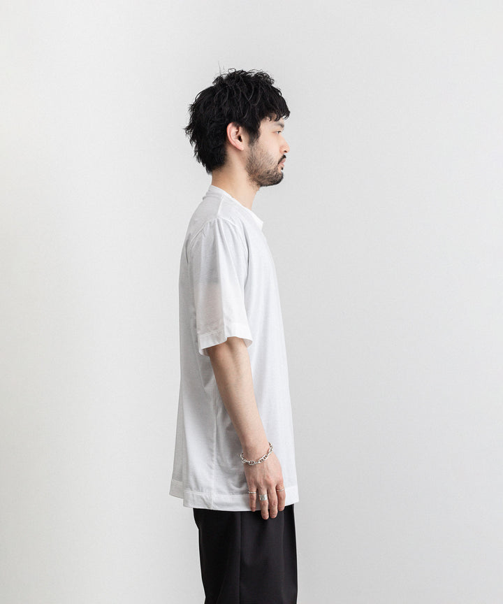 KANEMASA(カネマサ)の23SSコレクションのCOTTON THIN PACK TEE の WHITE×BLACK