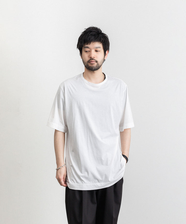 KANEMASA(カネマサ)の23SSコレクションのCOTTON THIN PACK TEE の WHITE×BLACK