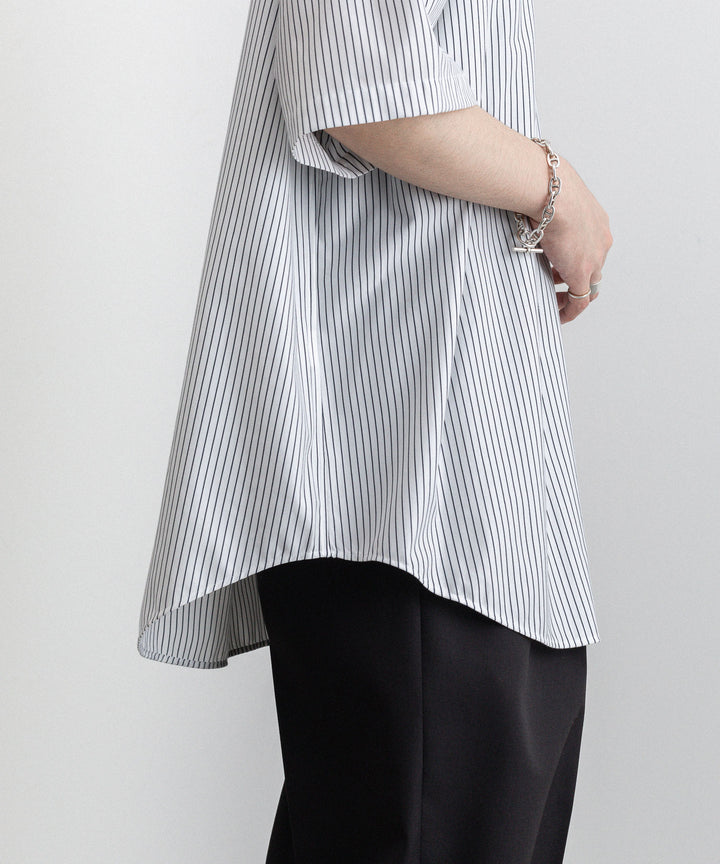 KANEMASA(カネマサ)の23SSコレクションのPENCIL STRIPE DRESS JERSEY SHORT SLEEVE SHIRTのWHITE×NAVY