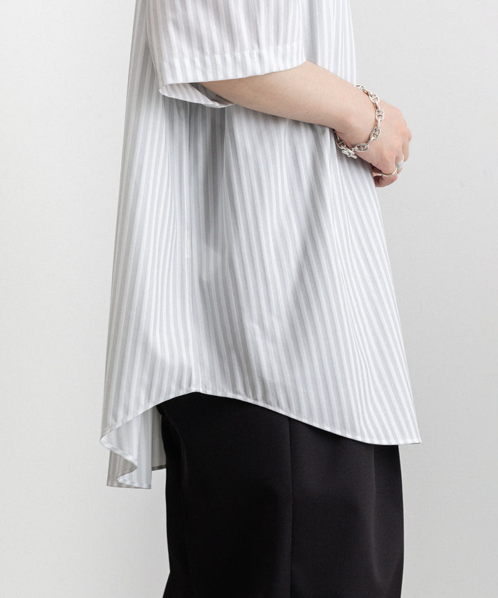 KANEMASA(カネマサ)の23SSコレクションのLONDON STRIPE DRESS JERSEY SHORT SLEEVE SHIRTのLIGHT GRAY×WHITE