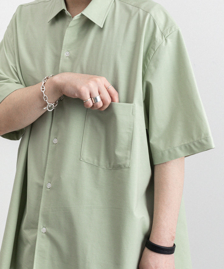 KANEMASA(カネマサ)の23SSコレクションのROYAL OX DRESS JERSEY SHORT SLEEVE SHIRTのLIGHT GREEN