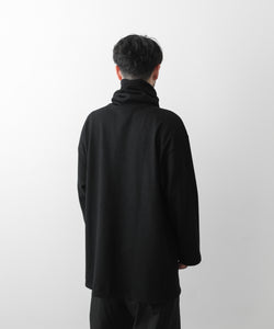 atoアトウのカットソー WOOL JERSEY HIGH NECK LS TEE - BLACK