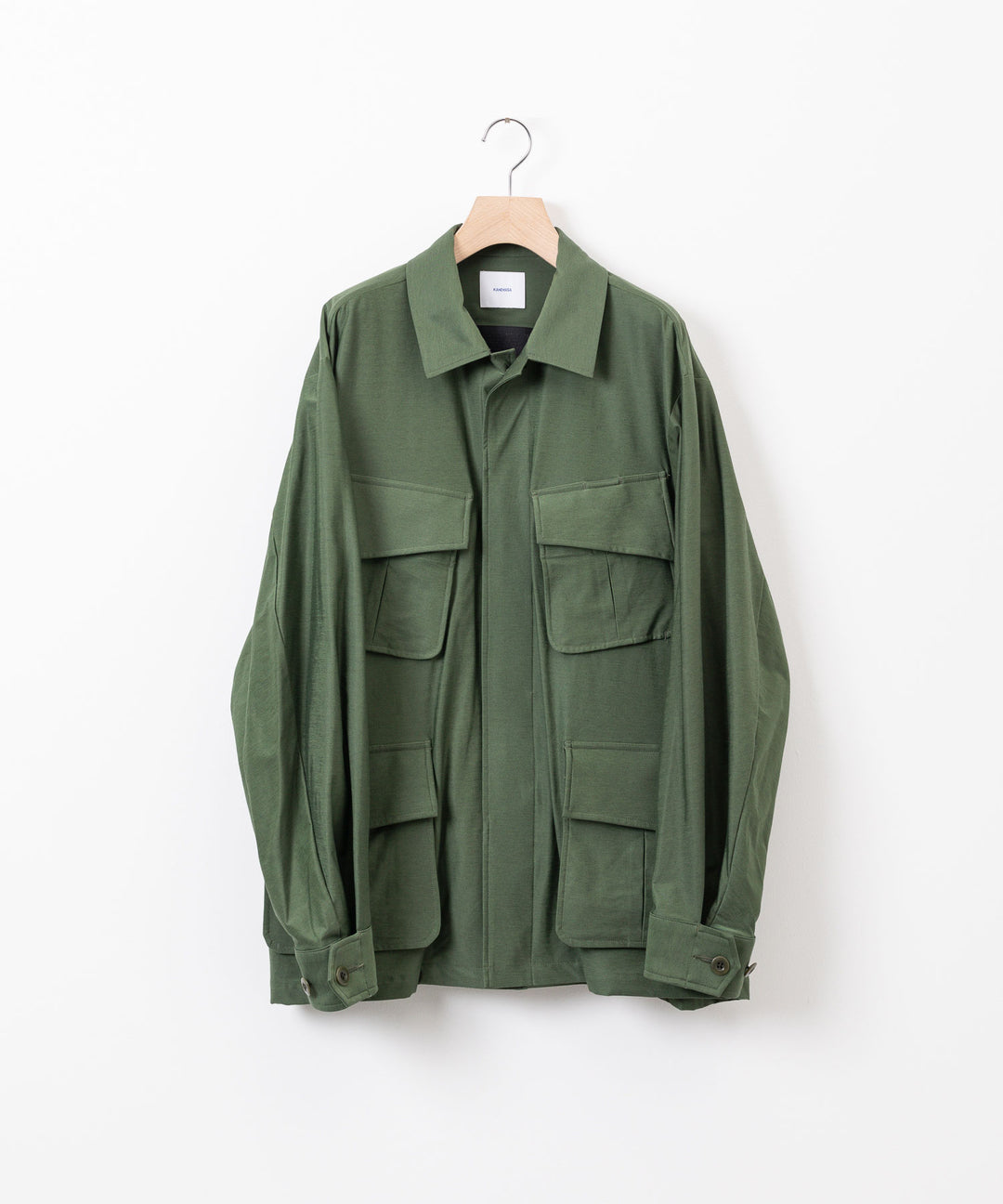 【KANEMASA PHIL.】カネマサのTYPEWRITER HIGH GAUGE JERSEY FATIGUE JACKET - MILITARY GREEN
