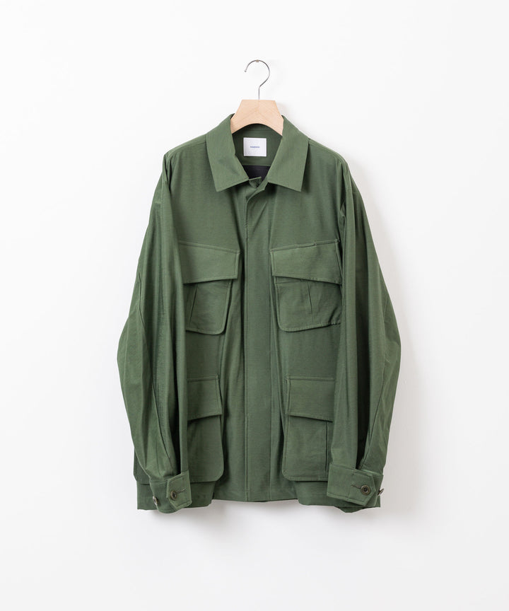 【KANEMASA PHIL.】カネマサのTYPEWRITER HIGH GAUGE JERSEY FATIGUE JACKET - MILITARY GREEN