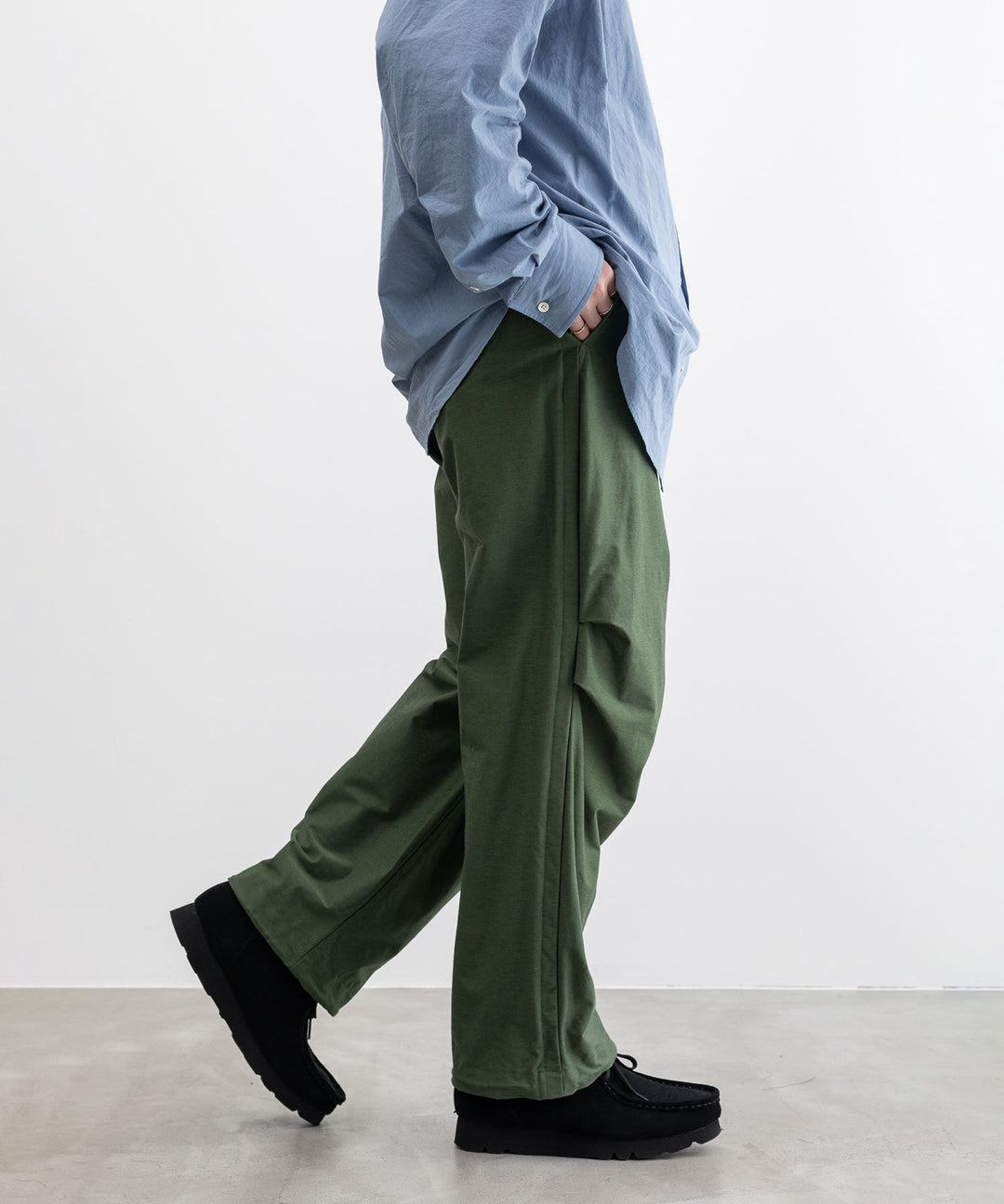 【KANEMASA PHIL.】TYPEWRITER HIGH GAUGE JERSEY OVER PANTS - MILITARY GREEN