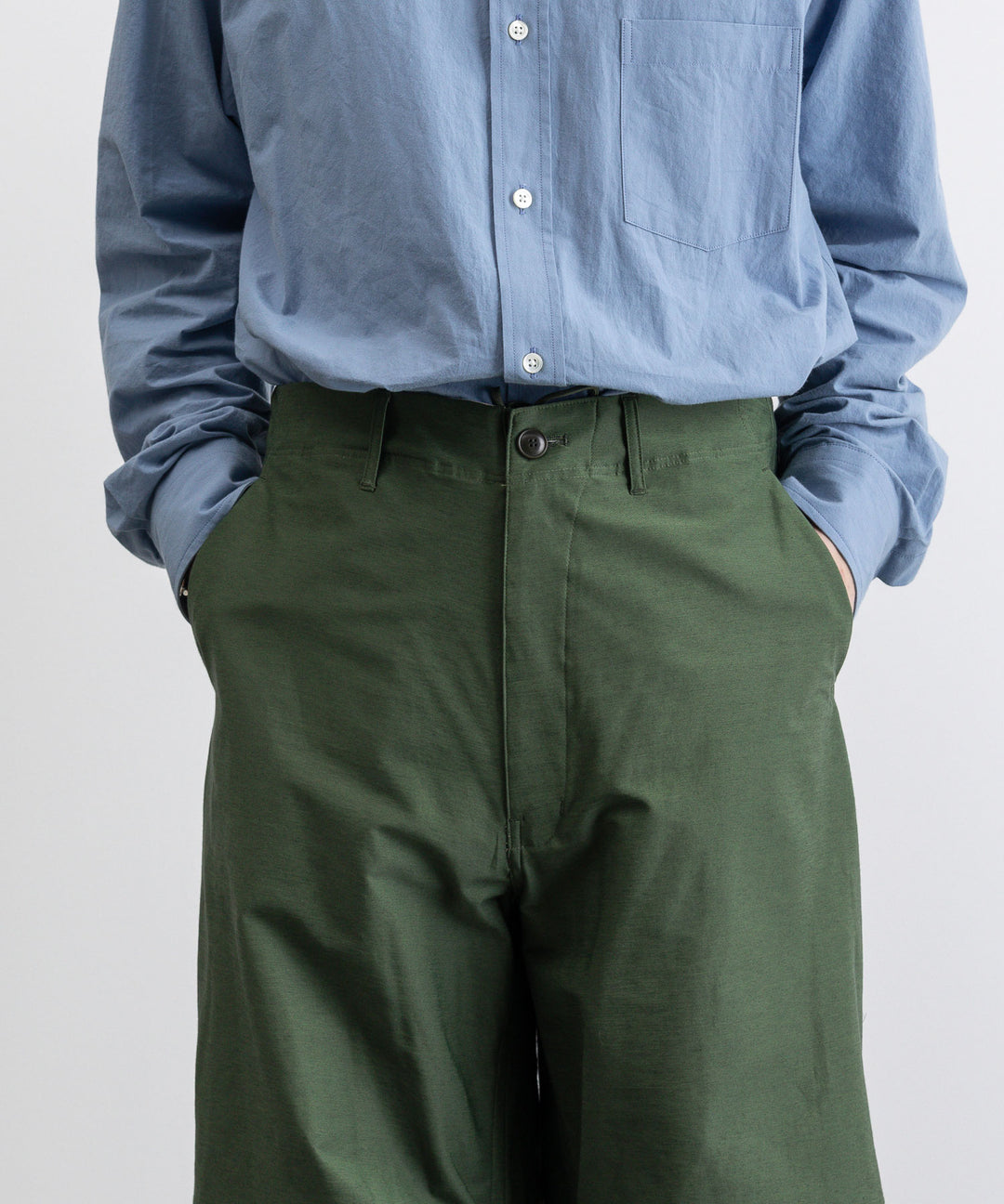 【KANEMASA PHIL.】TYPEWRITER HIGH GAUGE JERSEY OVER PANTS - MILITARY GREEN
