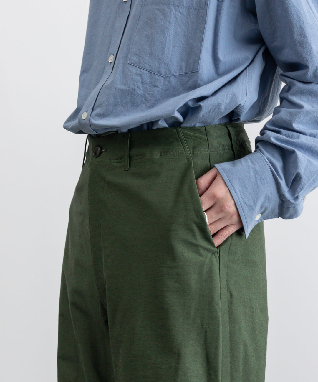 【KANEMASA PHIL.】TYPEWRITER HIGH GAUGE JERSEY OVER PANTS - MILITARY GREEN