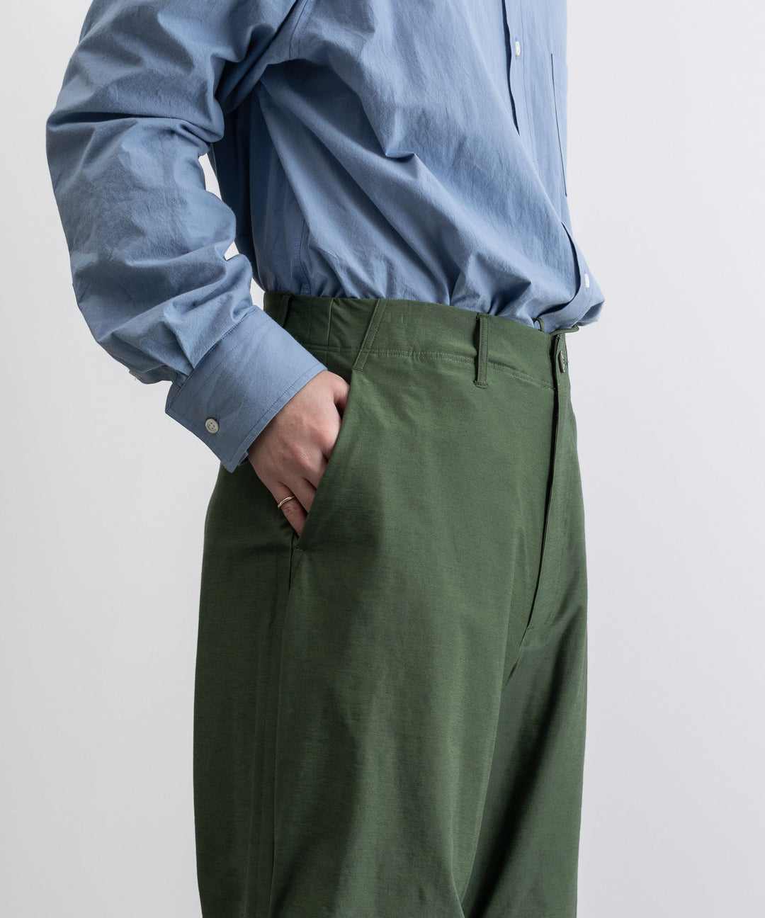 【KANEMASA PHIL.】TYPEWRITER HIGH GAUGE JERSEY OVER PANTS - MILITARY GREEN