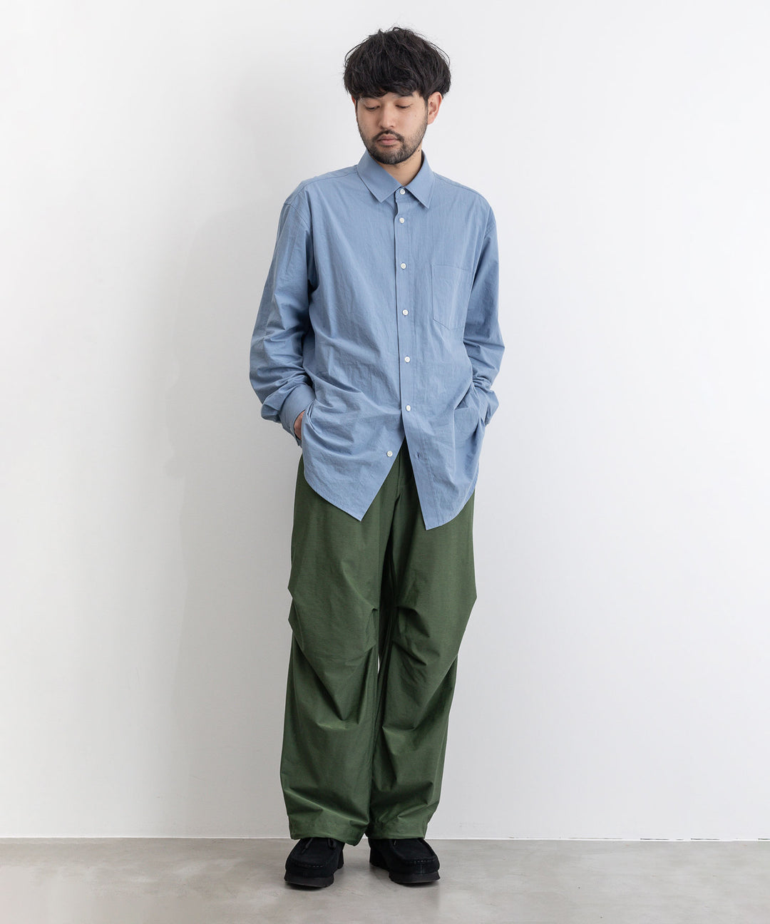 【KANEMASA PHIL.】TYPEWRITER HIGH GAUGE JERSEY OVER PANTS - MILITARY GREEN
