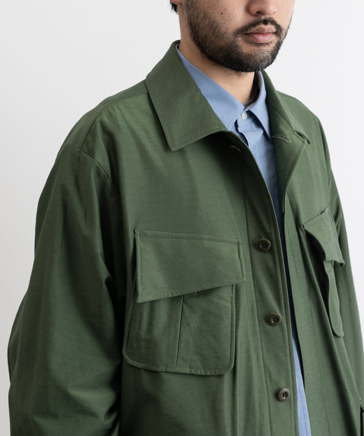 【KANEMASA PHIL.】カネマサのTYPEWRITER HIGH GAUGE JERSEY FATIGUE JACKET - MILITARY GREEN