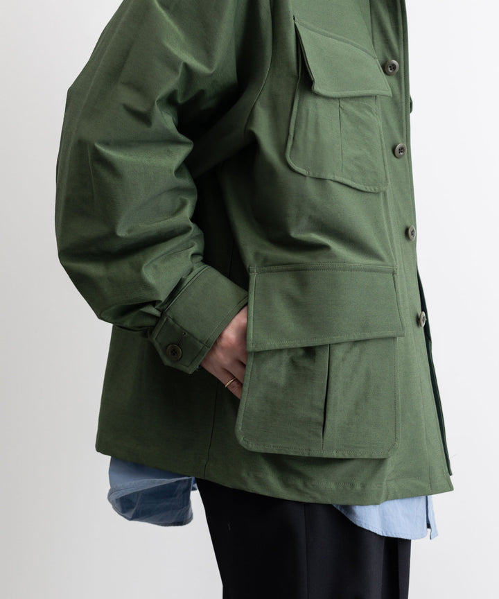 【KANEMASA PHIL.】カネマサのTYPEWRITER HIGH GAUGE JERSEY FATIGUE JACKET - MILITARY GREEN