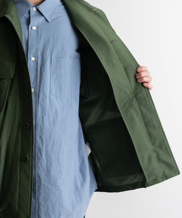 【KANEMASA PHIL.】カネマサのTYPEWRITER HIGH GAUGE JERSEY FATIGUE JACKET - MILITARY GREEN