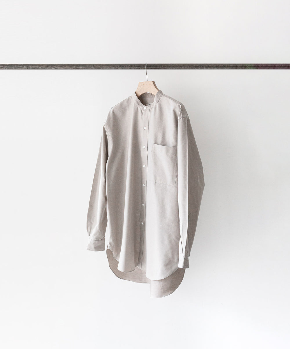 【INTÉRIM】インテリムのHYPER BIG COTTON SILK LATTICE STAND COLLAR SHIRT - BEIGE