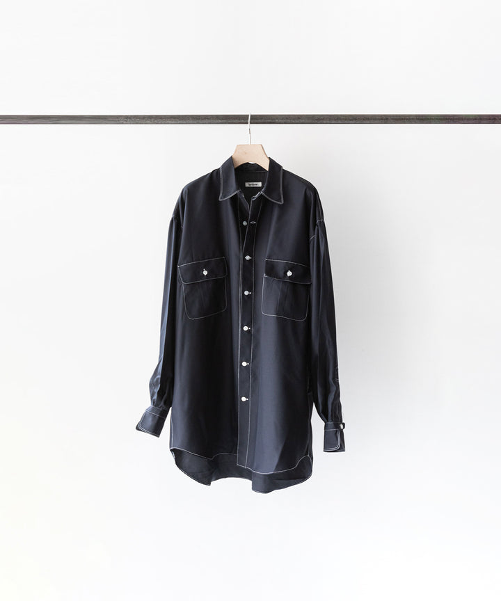 【INTÉRIM】インテリムのHYPER BIG HI-COUNT SILK GATHER SHIRT - BLACK