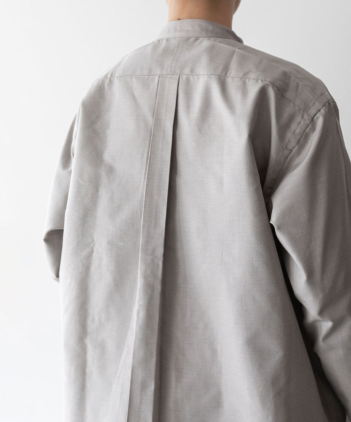 【INTÉRIM】インテリムのHYPER BIG COTTON SILK LATTICE STAND COLLAR SHIRT - BEIGE