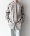 【INTÉRIM】HYPER BIG COTTON SILK LATTICE STAND COLLAR SHIRT - BEIGE