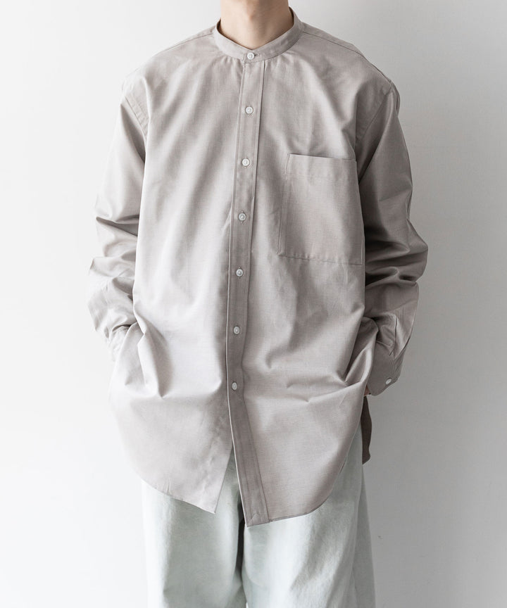 【INTÉRIM】インテリムのHYPER BIG COTTON SILK LATTICE STAND COLLAR SHIRT - BEIGE