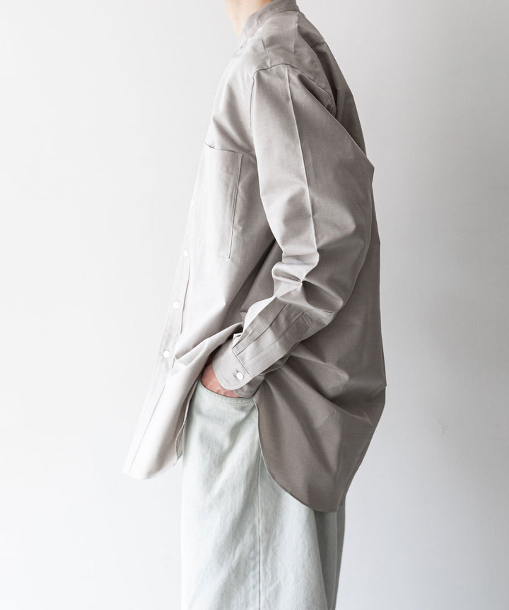 【INTÉRIM】インテリムのHYPER BIG COTTON SILK LATTICE STAND COLLAR SHIRT - BEIGE