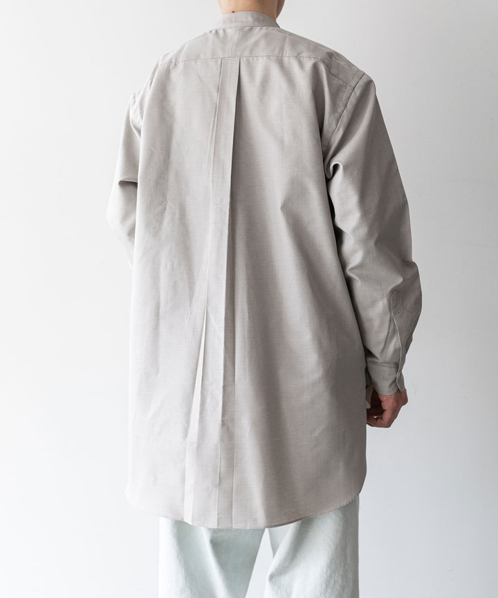 【INTÉRIM】インテリムのHYPER BIG COTTON SILK LATTICE STAND COLLAR SHIRT - BEIGE