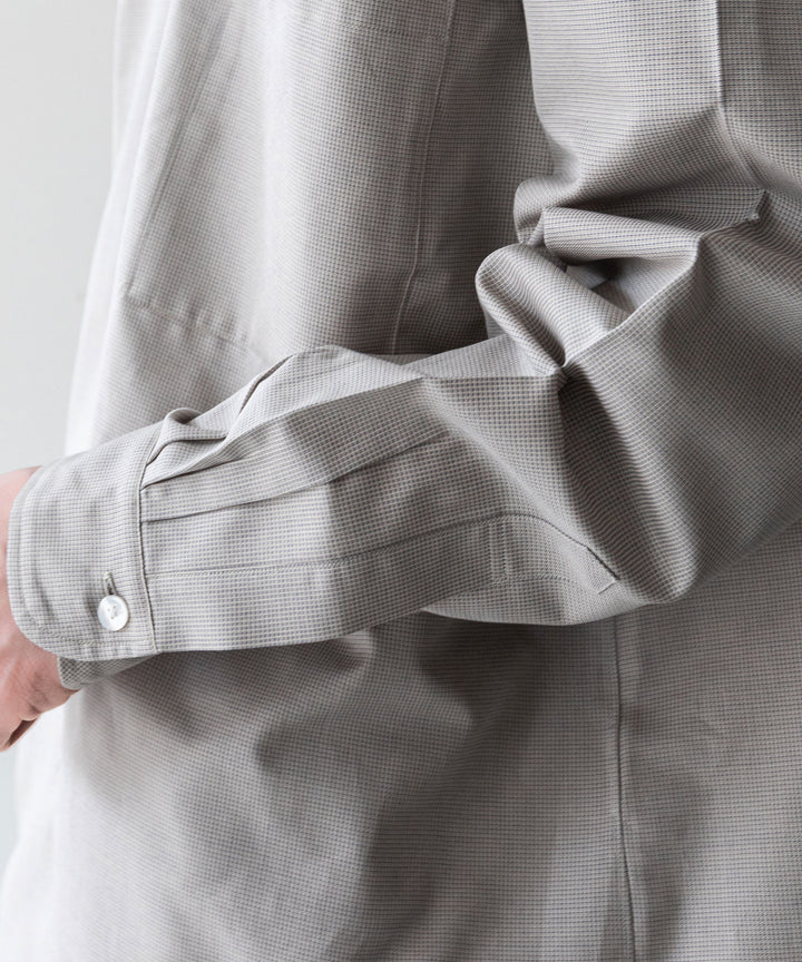 【INTÉRIM】インテリムのHYPER BIG COTTON SILK LATTICE STAND COLLAR SHIRT - BEIGE