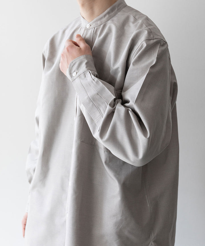 【INTÉRIM】インテリムのHYPER BIG COTTON SILK LATTICE STAND COLLAR SHIRT - BEIGE