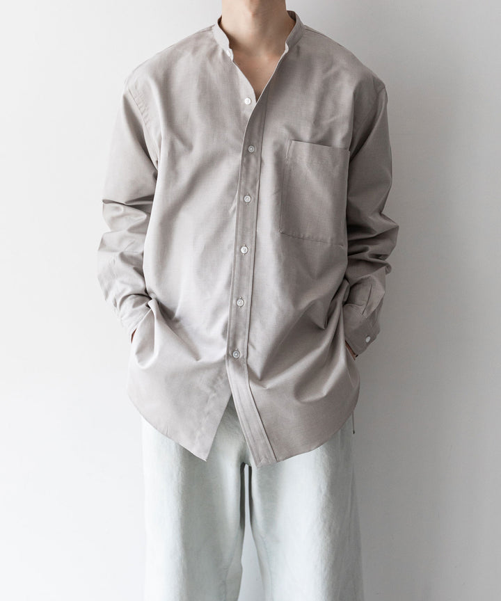 【INTÉRIM】インテリムのHYPER BIG COTTON SILK LATTICE STAND COLLAR SHIRT - BEIGE