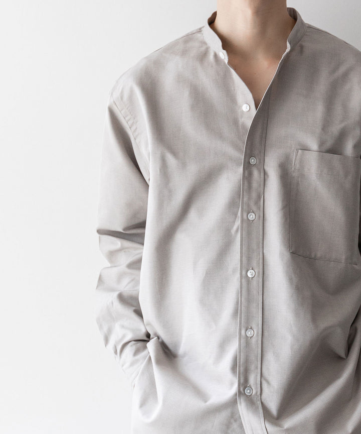 【INTÉRIM】インテリムのHYPER BIG COTTON SILK LATTICE STAND COLLAR SHIRT - BEIGE