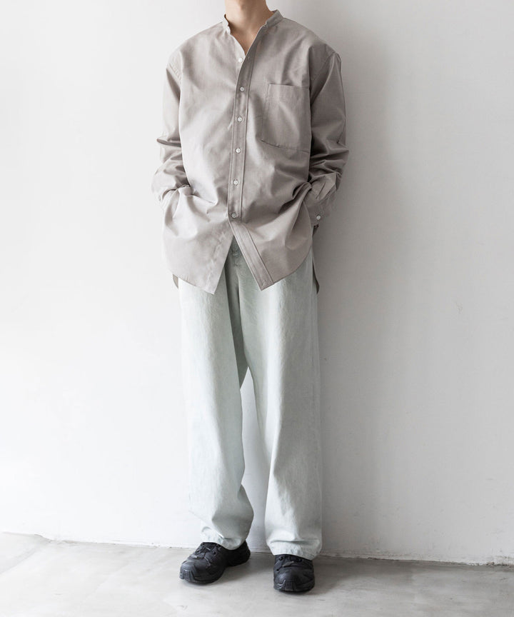 【INTÉRIM】インテリムのHYPER BIG COTTON SILK LATTICE STAND COLLAR SHIRT - BEIGE