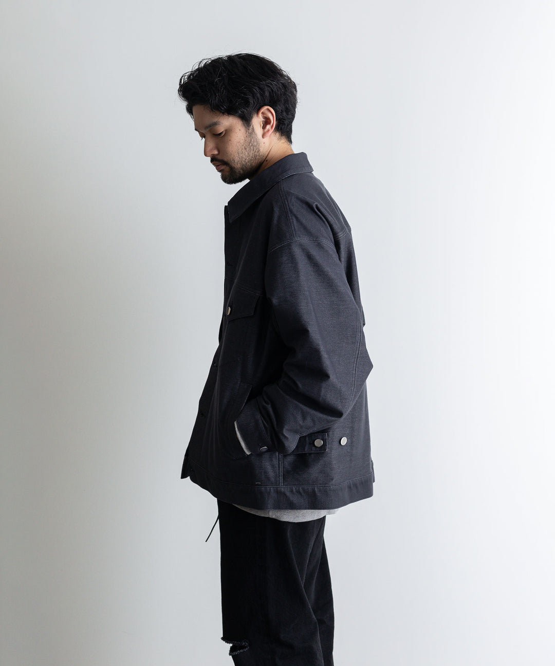 【KANEMASA】カネマサのデニムジャケットPIECE DYEING DENIM HIGH GAUGE JERSEY JACKET - NAVY