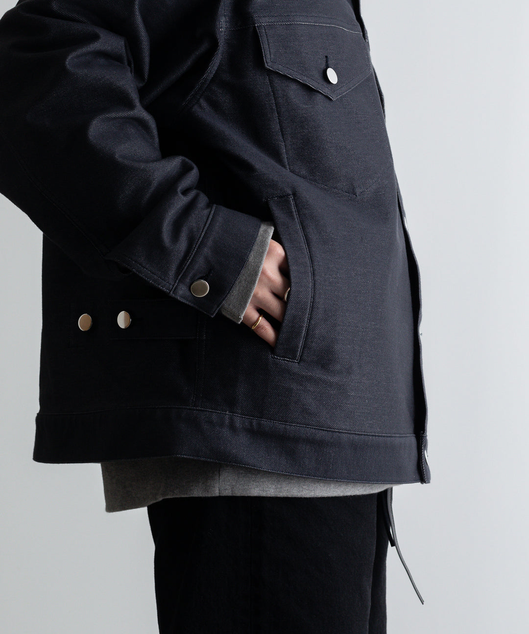 【KANEMASA】カネマサのデニムジャケットPIECE DYEING DENIM HIGH GAUGE JERSEY JACKET - NAVY