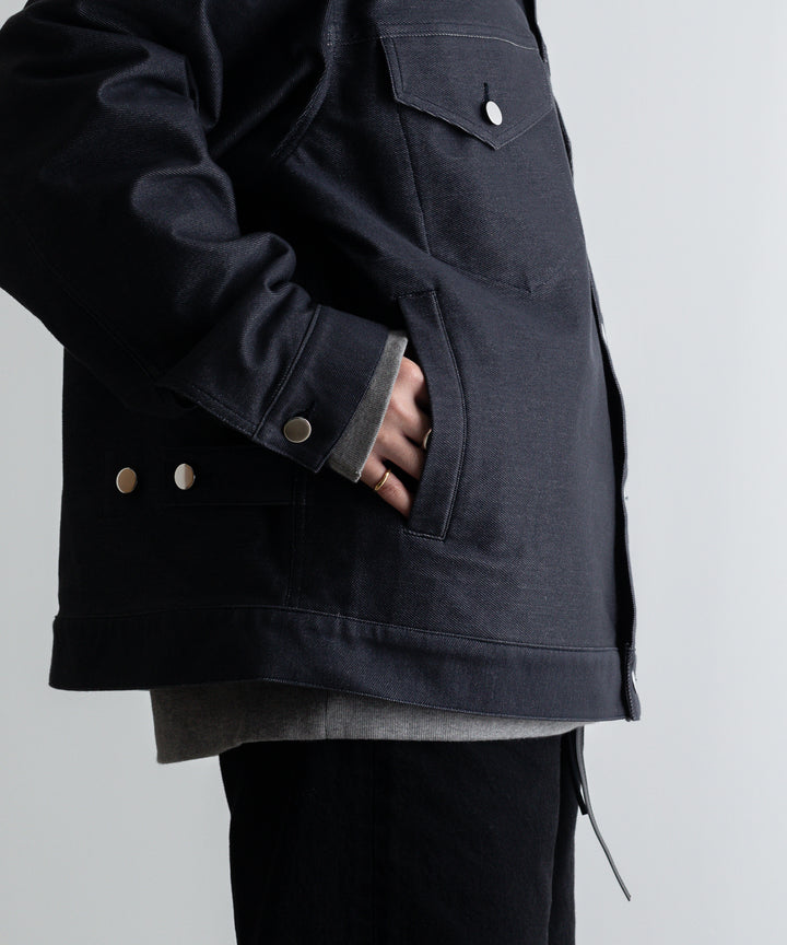 【KANEMASA】カネマサのデニムジャケットPIECE DYEING DENIM HIGH GAUGE JERSEY JACKET - NAVY