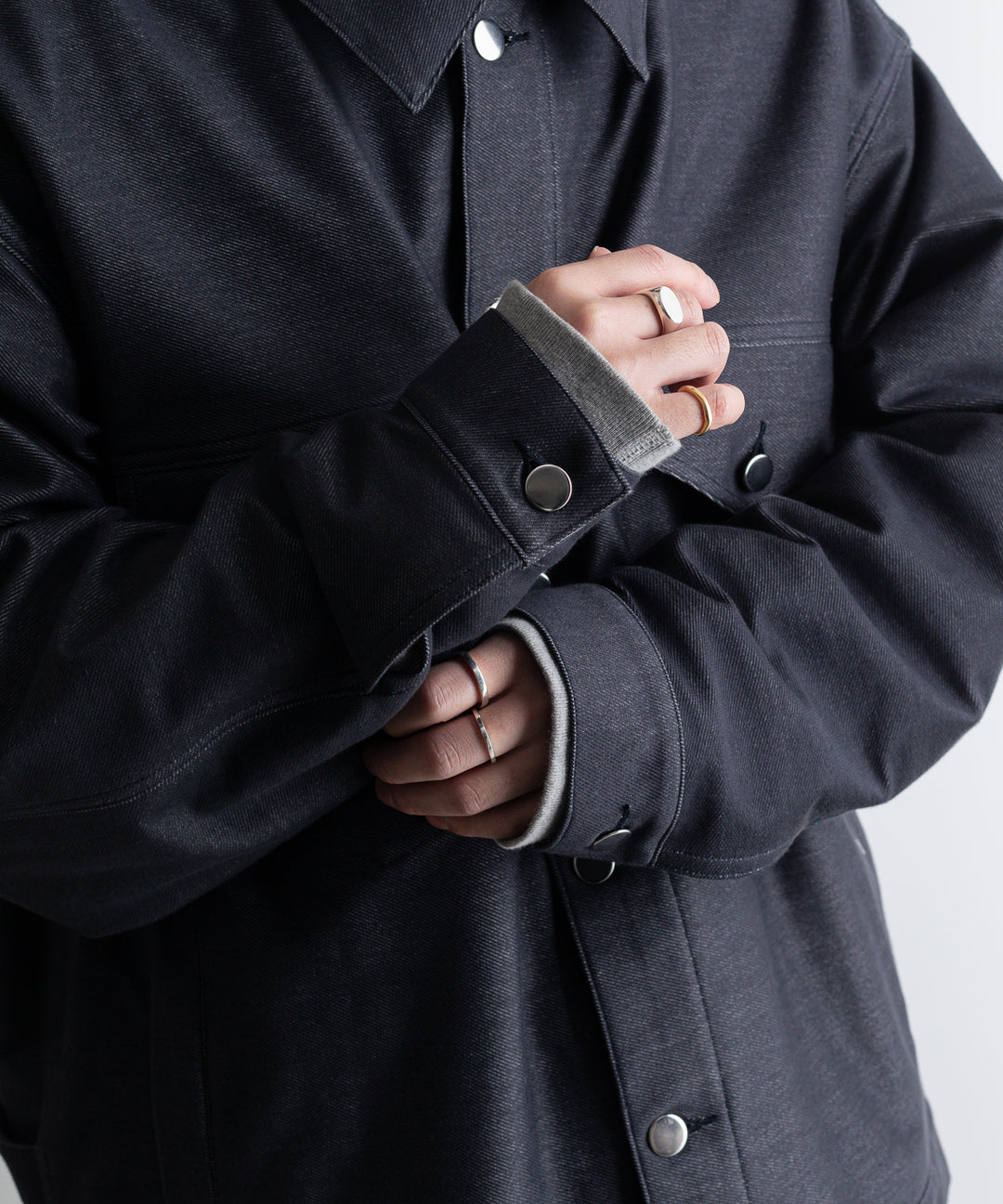 【KANEMASA】カネマサのデニムジャケットPIECE DYEING DENIM HIGH GAUGE JERSEY JACKET - NAVY
