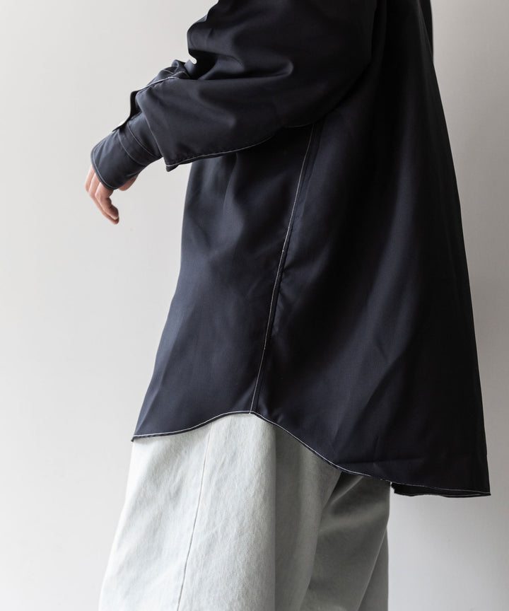 【INTÉRIM】インテリムのHYPER BIG HI-COUNT SILK GATHER SHIRT - BLACK